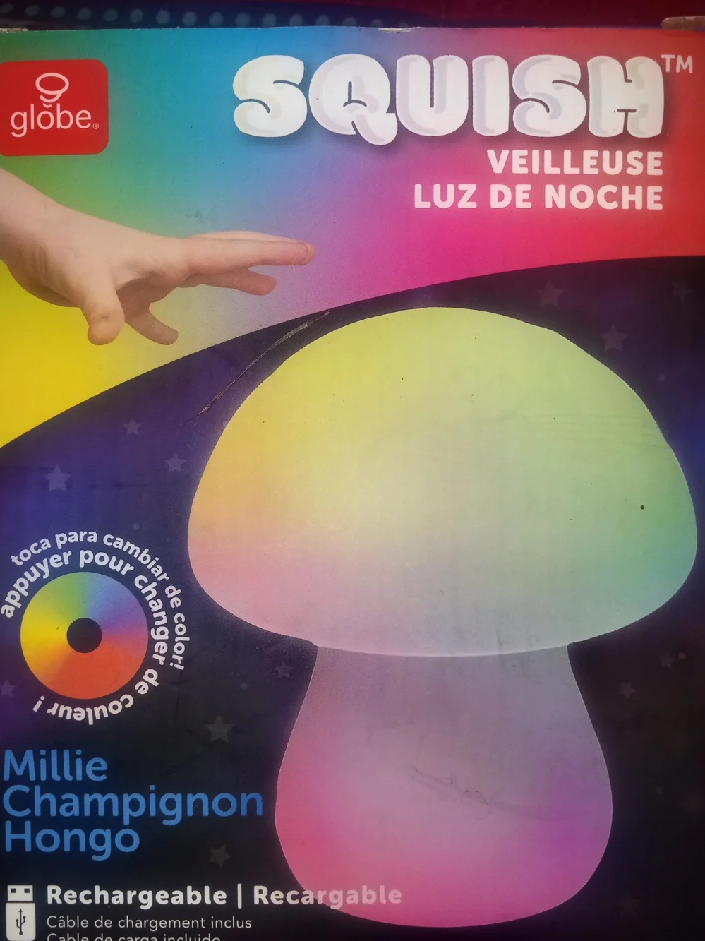 Globe Squish Multicolor Mushroom Night Light